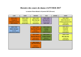 Horaire des cours de danse JANVIER 2017