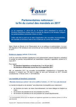 Parlementaires nationaux : la fin du cumul des mandats en