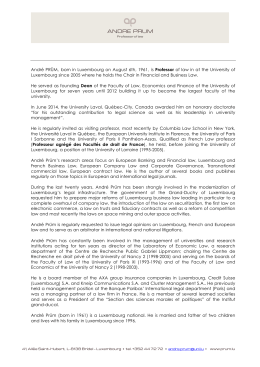 Andr&eacute; PR&Uuml;M, born in Luxembourg on August 6th, 1961, is Professor