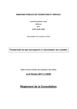 Règlement de la Consultation - La salle des marchés MEGALIS