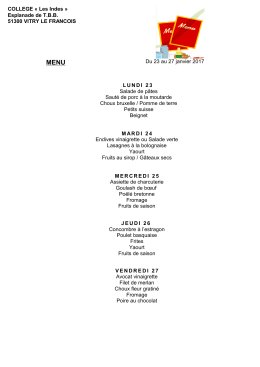 Menu de la semaine
