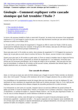 Géologie – Comment expliquer cette cascade sismique qui fait