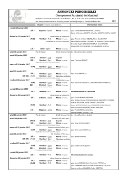 feuille des messes semaines 3+4 2017