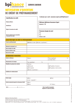notification d`ouverture de cr&eacute;dit de pr&eacute;financement