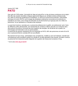 Janvier 2017 /260 Avec pr&egrave;s de 5 000 postes, l`universit&eacute; de Li&egrave;ge
