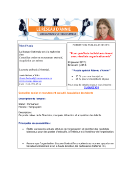 Conseiller senior en recrutement ex&eacute;cutif - reseau