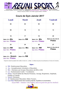 Programme Cours de Gym Janvier 2017