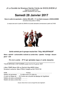 Samedi 28 Janvier 2017