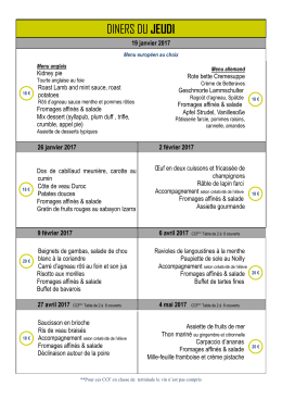 MENUS : Janvier à Juin 2017