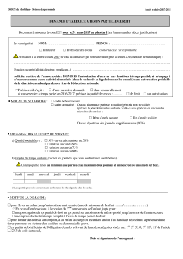 Document &agrave; retourner &agrave; votre IEN pour le 31 mars 2017 au plus tard