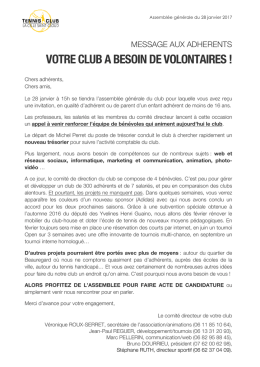 AG janv 2017 - message aux adh&eacute;rents