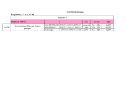 Responsable : F. MALAVAL Intitulé de l`ECUE jour horaire salle