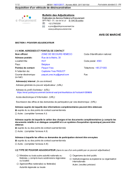 Acquisition d`un v&eacute;hicule de d&eacute;sincarc&eacute;ration Bulletin des