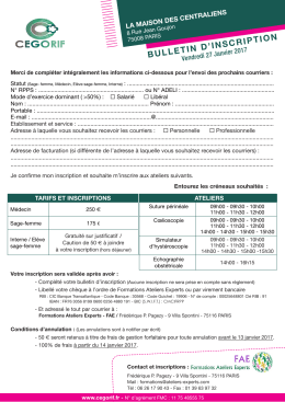 bulletin d`inscription