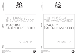 19 jan. `17 “the music of the avant-garde” joachim