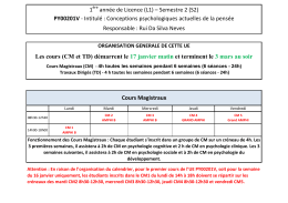 Cours Magistraux PY00201V - Intitulé : Conceptions psychologiques