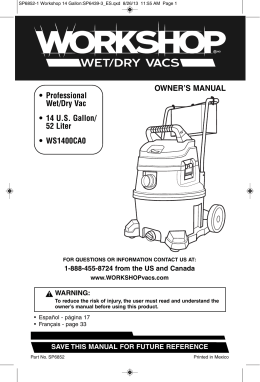 OWNER`S MANUAL • Professional Wet/Dry Vac • 14