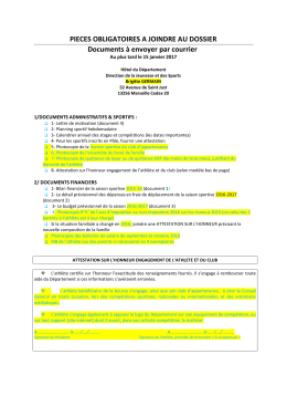 Rappel des pièces obligatoires à joindre au dossier