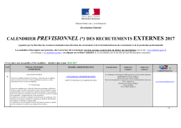 calendrier previsionnel (*) des recrutements