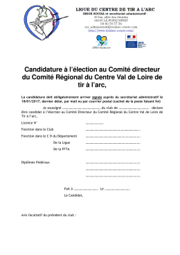 Candidature à l`élection au Comité directeur du Comité Régional du