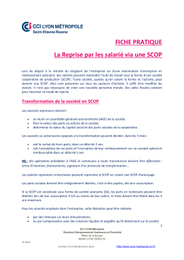 FICHE PRATIQUE La Reprise par les salarié via une SCOP