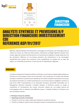 analyste synthese et previsions h/f direction financiere