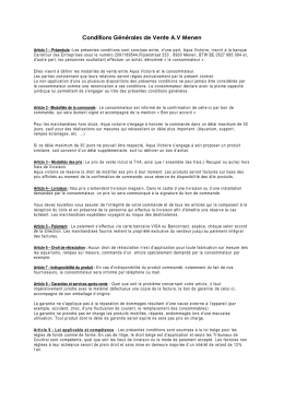 Conditions de vente - Aquavictoire Menen