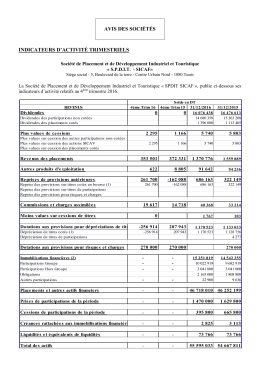 avis des sociétés indicateurs d`activité trimestriels