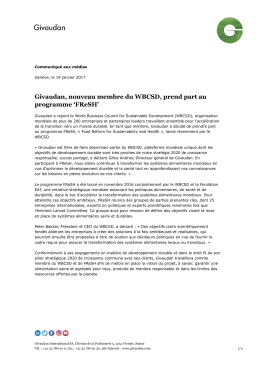 Givaudan, nouveau membre du WBCSD, prend part au programme