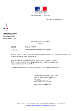 Bulletin hebdomadaire n°03/17