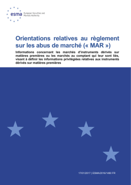 Orientations relatives au règlement sur les abus de - Esma