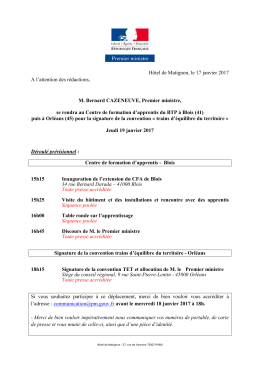 H&ocirc;tel de Matignon, le 17 janvier 2017 A l`attention