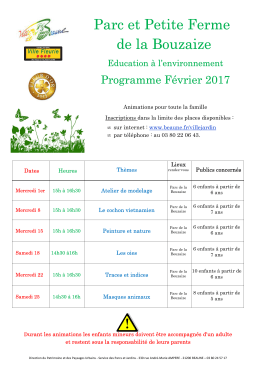 programme et lieu de rendez-vous