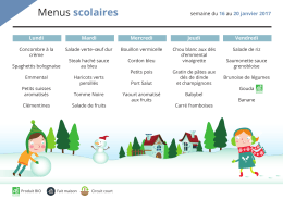 Menus du 16 au 20 janvier 2017