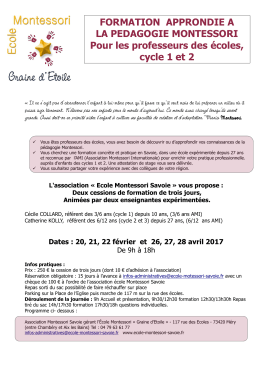 Programme - Ecole Montessori Graine d`Etoile de Méry