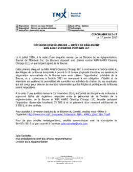 Offre de r&egrave;glement - ABN AMRO Clearing Chicago LLC