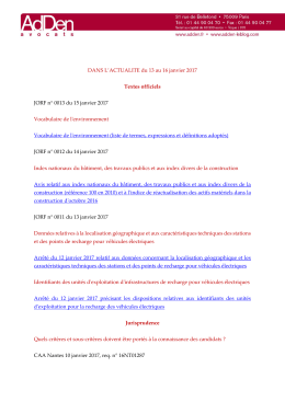 Lire l`actualité du 13 au 16 janvier 2017 - AdDen avocats