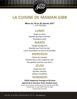 Menu de la semaine