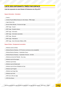 liste des exposants triés par espace