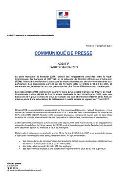 COMMUNIQUÉ DE PRESSE - Les services de l`État en Nouvelle