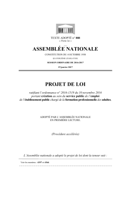 ASSEMBL&Eacute;E NATIONALE PROJET DE LOI