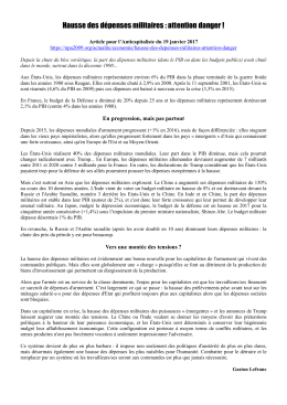 Hausse des dépenses militaires : attention danger