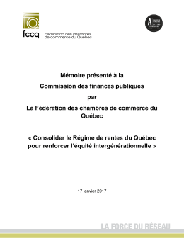 Consolider le Régime de rentes du Québec pour renforcer l