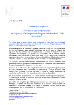 Forte baisse des temp&eacute;ratures - Les services de l`&Eacute;tat en Loire