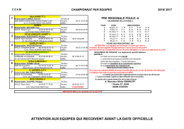 Calendrier + infos équipes