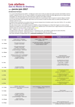 Agenda des ateliers: janvier - juin 2017