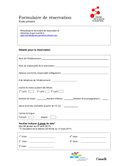 Formulaire de r&eacute;servation