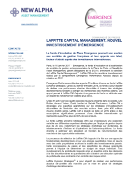 Laffitte Dynamic Strategies, nouvel investissement d`Emergence