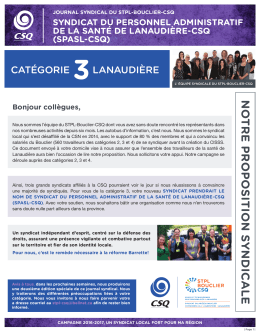 Feuillet catégorie 3 Lanaudière, SPASL-CSQ - stpl