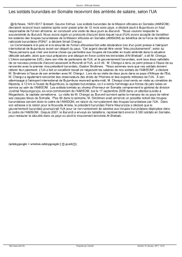 Les soldats burundais en Somalie recevront des arriérés de